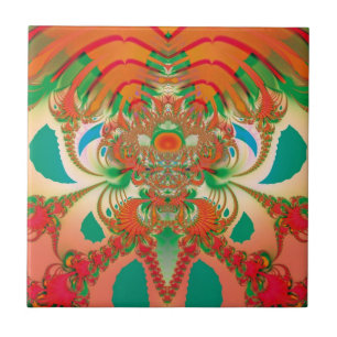 Azulejo De Cerâmica Arte Abstrata Coruja Vermelha