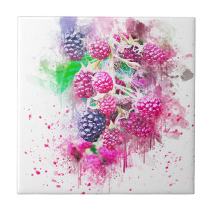 Azulejo De Cerâmica arte abstrata de fruta amora-preta