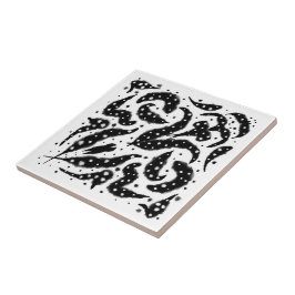 Azulejo De Cerâmica Arte abstrata de peixe molhado manchado de preto e