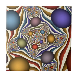Azulejo De Cerâmica Arte abstrata fractal moderna colorida voadora