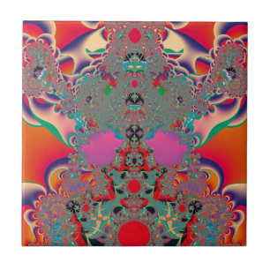Azulejo De Cerâmica Arte Abstrata Meditação Vermelha