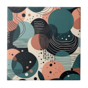 Azulejo De Cerâmica Arte Abstrata Naval Coral Turquesa Pincel