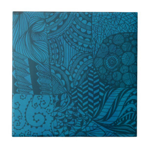 Azulejo De Cerâmica Arte Abstrata Padrão Azul