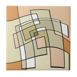 Azulejo De Cerâmica Arte Abstrata Pastel Creme Outono