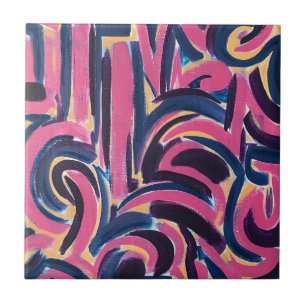 Azulejo De Cerâmica Arte abstrata pintada à mão com grafite grego anti