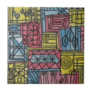 Azulejo De Cerâmica Arte abstrata pintada à mão excêntrica e caprichos
