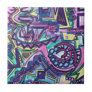 Azulejo De Cerâmica Arte abstrata pintada à mão - Livre Arbítrio