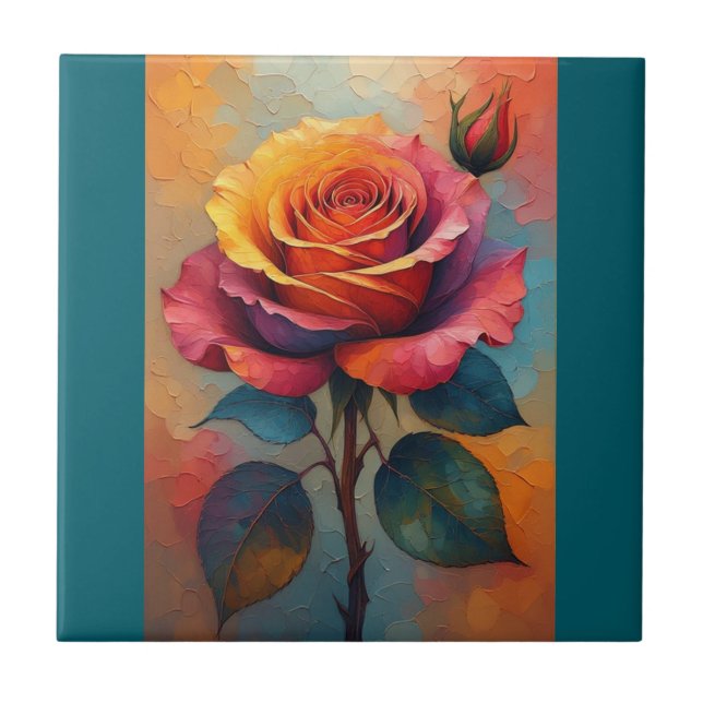 Azulejo De Cerâmica Arte Abstrata Rosa (Frente)