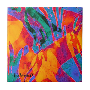 Azulejo De Cerâmica Arte abstrata selvagem e colorida de PiCassieO