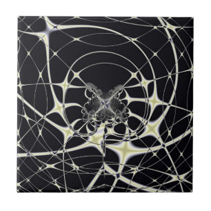 Azulejo De Cerâmica Arte Abstrata Teia de Aranha Dourada