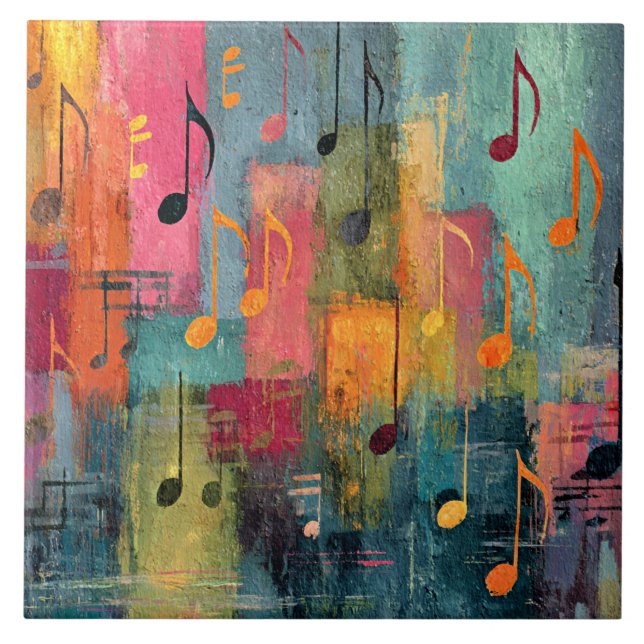 Azulejo De Cerâmica Arte Abstrata Tema Musical (Frente)