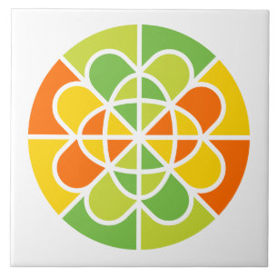 Azulejo De Cerâmica Arte abstrata vibrante de explosão solar geométric