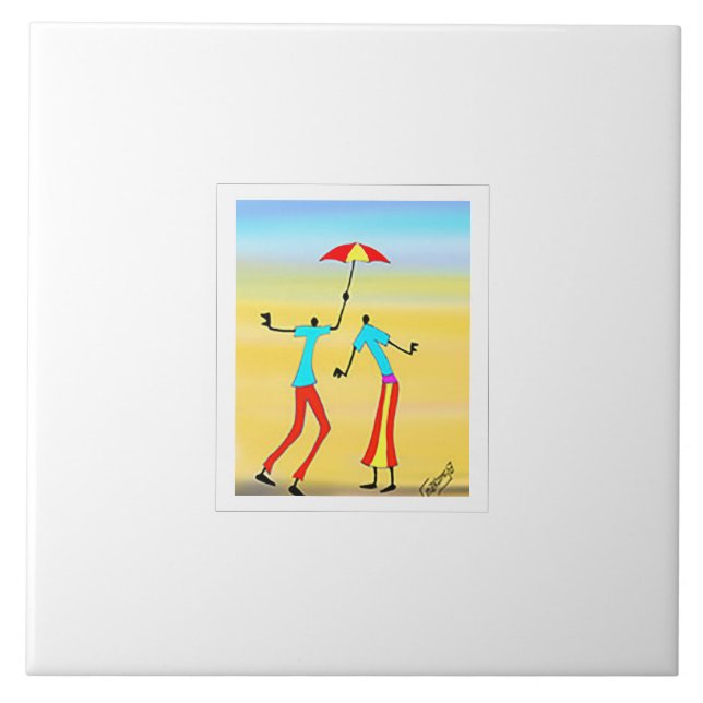 Azulejo De Cerâmica Arte abstrato Africana, Sunset Tropical Summer (Frente)