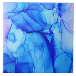 Azulejo De Cerâmica Arte Abstrato azul e púrpura de contemporânea