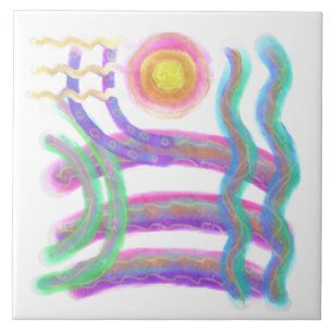 Azulejo De Cerâmica Arte Abstrato de Sol Voadora
