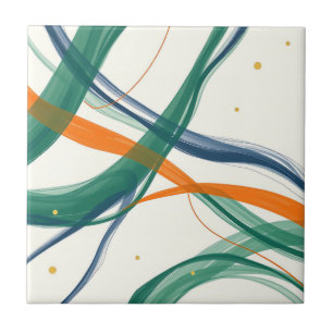 Azulejo De Cerâmica Arte Abstrato moderna com linhas e Ouros varres