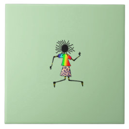 Azulejo De Cerâmica Arte Africana, Bela Dançarina Feliz