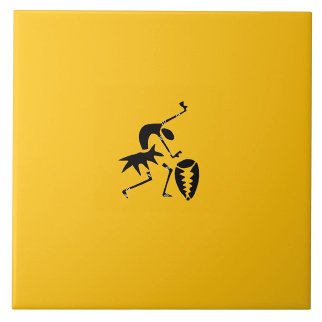 Azulejo De Cerâmica Arte Africana, Colorida, Dançarina Silhouette Incr (Frente)