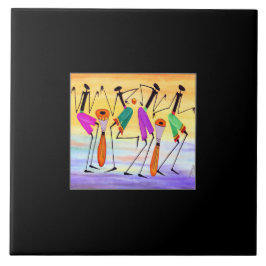 Azulejo De Cerâmica Arte Africana, Expressão Incrível da Felicidade