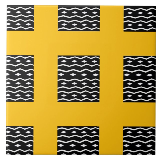 Azulejo De Cerâmica Arte africana, Padrão Étnico Laranja (Frente)