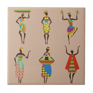 Azulejo De Cerâmica Arte africana Tribal senhoras coloridas da moda é