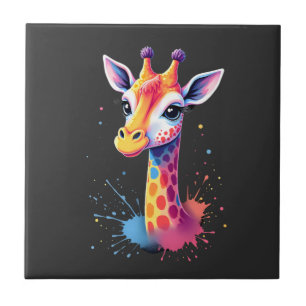 Azulejo De Cerâmica Arte animal africana A girafa colorida para divert