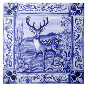 Azulejo De Cerâmica Arte Animal de Cerveja Azul e Branca
