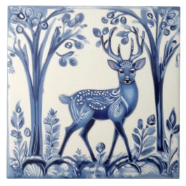 Azulejo De Cerâmica Arte Animal Foliar e Branca de Florestas