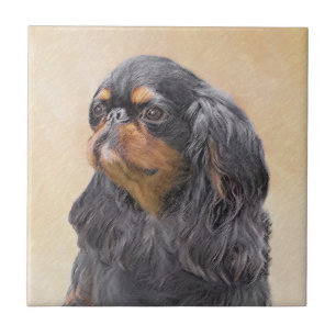 Azulejo De Cerâmica Arte Animal Original Pintura Inglesa Toy Spaniel