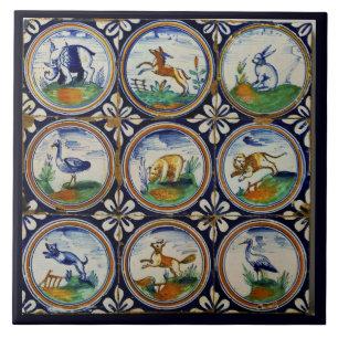 Azulejo De Cerâmica Arte Antiga Animais Países Baixos