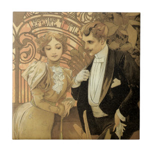 Azulejo De Cerâmica Arte Antiga Arte Nova Biscoitos Flirt, Alphonse Mu