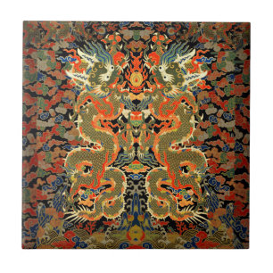 Azulejo De Cerâmica Arte Asiática de Impressão Têxtil de Dragão Chinês