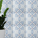 Azulejo De Cerâmica Arte Azul E Branca Abstrato Geométrica Moderna<br><div class="desc">design abstrato de azulejo decorativo moderno em estilo op art em tons de azul,  branco e bege.</div>