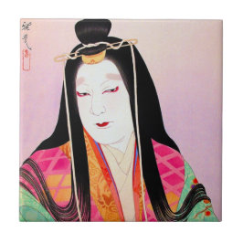 Azulejo De Cerâmica Arte bonita da senhora do ator japonês oriental do