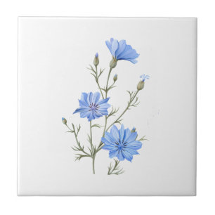 Azulejo De Cerâmica Arte Botânica De Aquarelas Selvagens De Flores