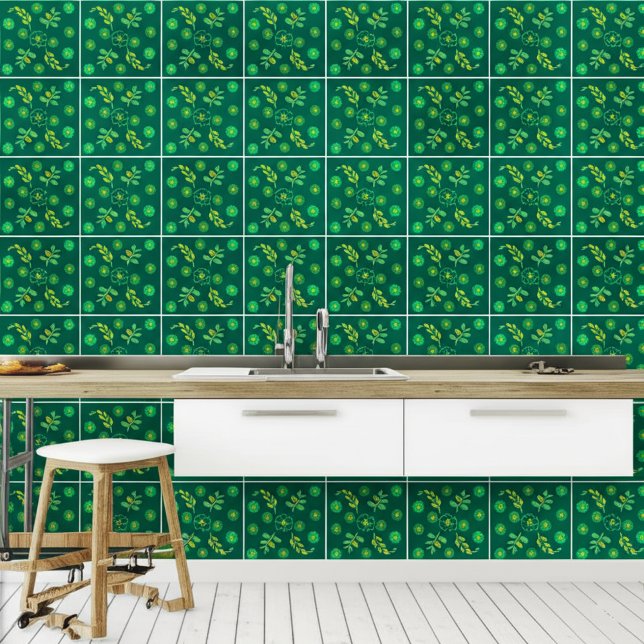 Azulejo De Cerâmica Arte Botânica Nouveau (Decor de Parede) Emerald Gr (Kitchen Floral Botanical Tiles
)