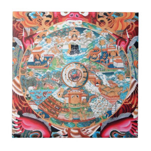 Azulejo De Cerâmica Arte budista tibetana (roda da vida)