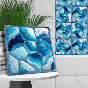 Azulejo De Cerâmica Arte Celular Abstrato Marble Azul
