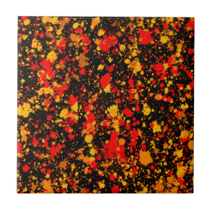 Azulejo De Cerâmica Arte Colorida Amarela Laranja Vermelho Salpico Art