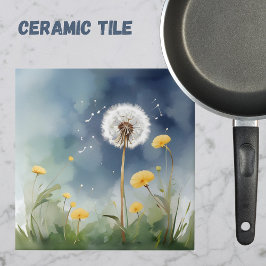 Azulejo De Cerâmica Arte Colorida Dandelion Watercolor