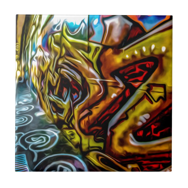 Azulejo De Cerâmica Arte Colorida de Grafite (Frente)