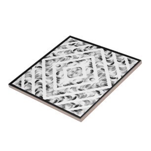 Azulejo De Cerâmica Arte com Pinceladas Abstratas Pretas e Cinzas de C