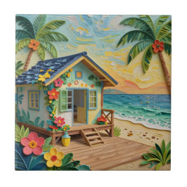Azulejo De Cerâmica Arte Costeira Oceânica de Casa de Praia