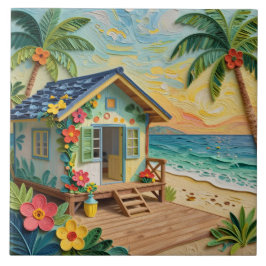 Azulejo De Cerâmica Arte Costeira Oceânica de Casa de Praia