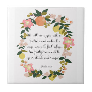 Azulejo De Cerâmica Arte cristã das citações - 91:4 do salmo