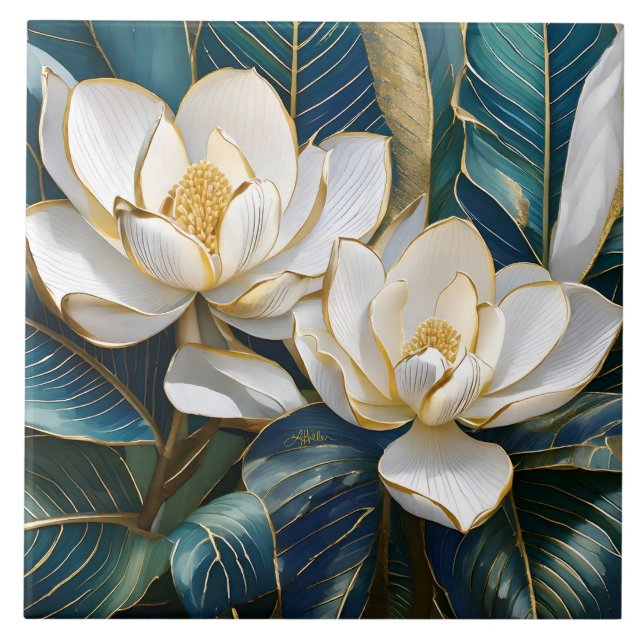 Azulejo De Cerâmica Arte da Magnolia Meridional (Frente)