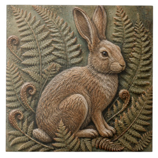 Azulejo De Cerâmica Arte da Natureza Cottagecore Coelho da Floresta & 