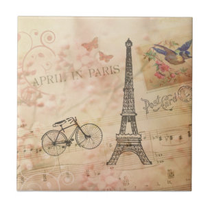Azulejo De Cerâmica Arte da torre Eiffel do vintage