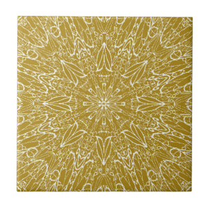 Azulejo De Cerâmica Arte de abstrato de roda geométrica do ouro escuro
