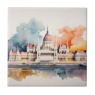 Azulejo De Cerâmica Arte de aquarela de Budapeste